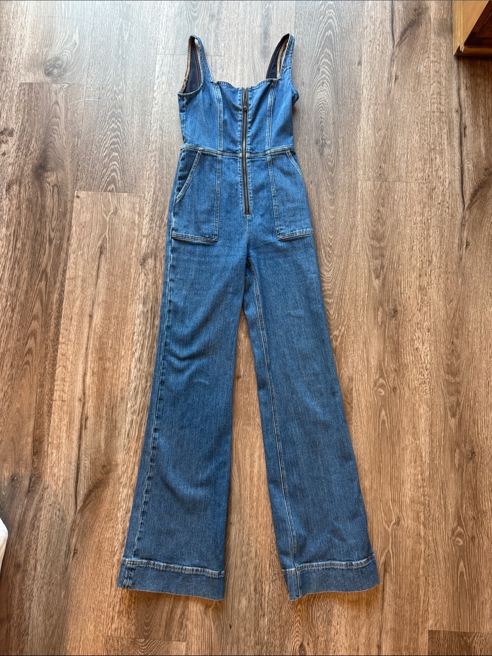 Alice + Olivia Blue Denim Wide-Leg Jumpsuit